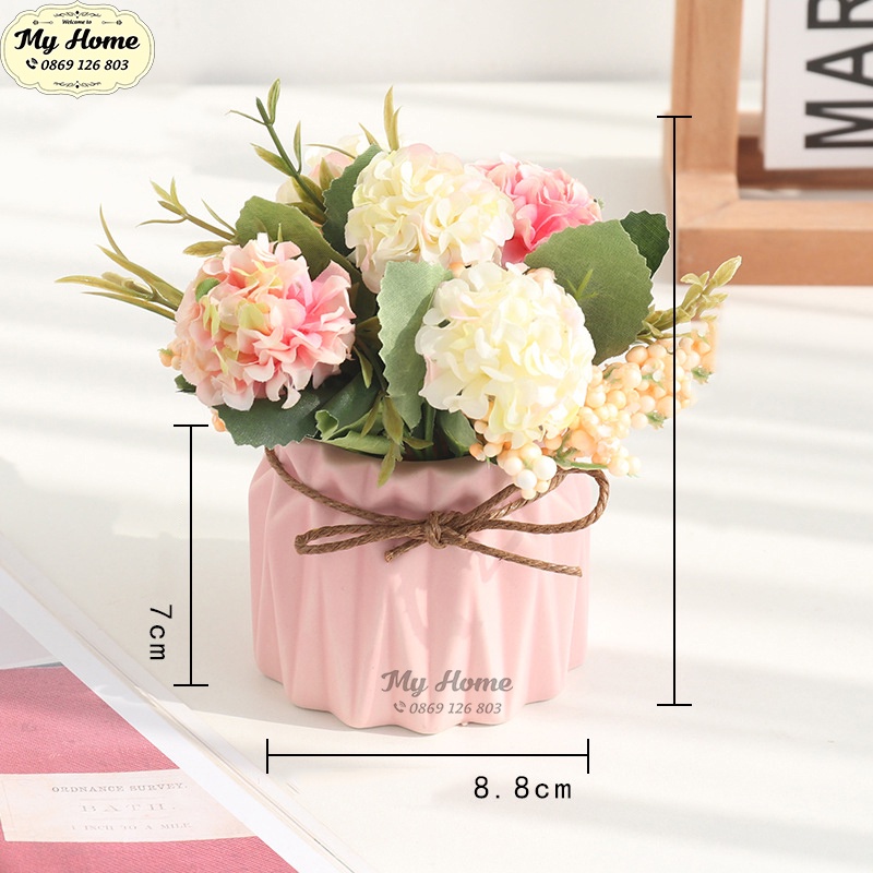 Cắm sẵn - Chậu hoa cẩm tú cầu hoàng gia 15*20cm , trang trí, để - Hoa giả