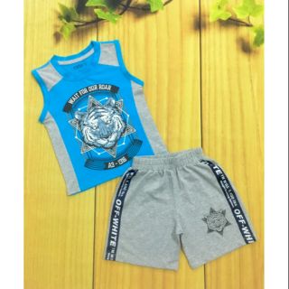 Đồ bộ sát nách cao cấp thun cotton 4 chiều cho bé trai.