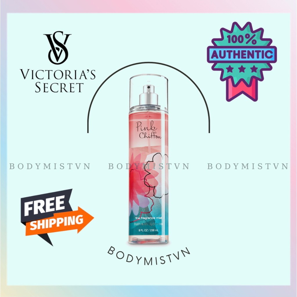 🤎 𝐁𝐨𝐝𝐲𝐦𝐢𝐬𝐭𝐯𝐧 - Xịt thơm Bath & Body Works Fine Fragrance Mist hương Pink Chiffon 236ml 🤎 | Thế Giới Skin Care