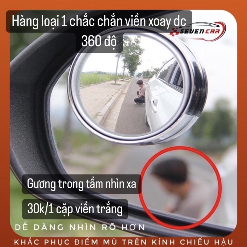 Gương cầu lồi chiếu hậu oto, có viền xoay 360 xóa điểm mù cao cấp, tặng keo dán kèm theo - SEVEN.CAR
