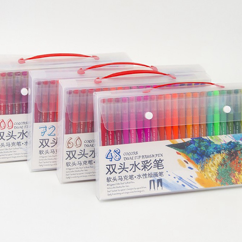 【FS】48 Color Twin Marker Journal Pens Double Tip Head Watercolor Pen #8