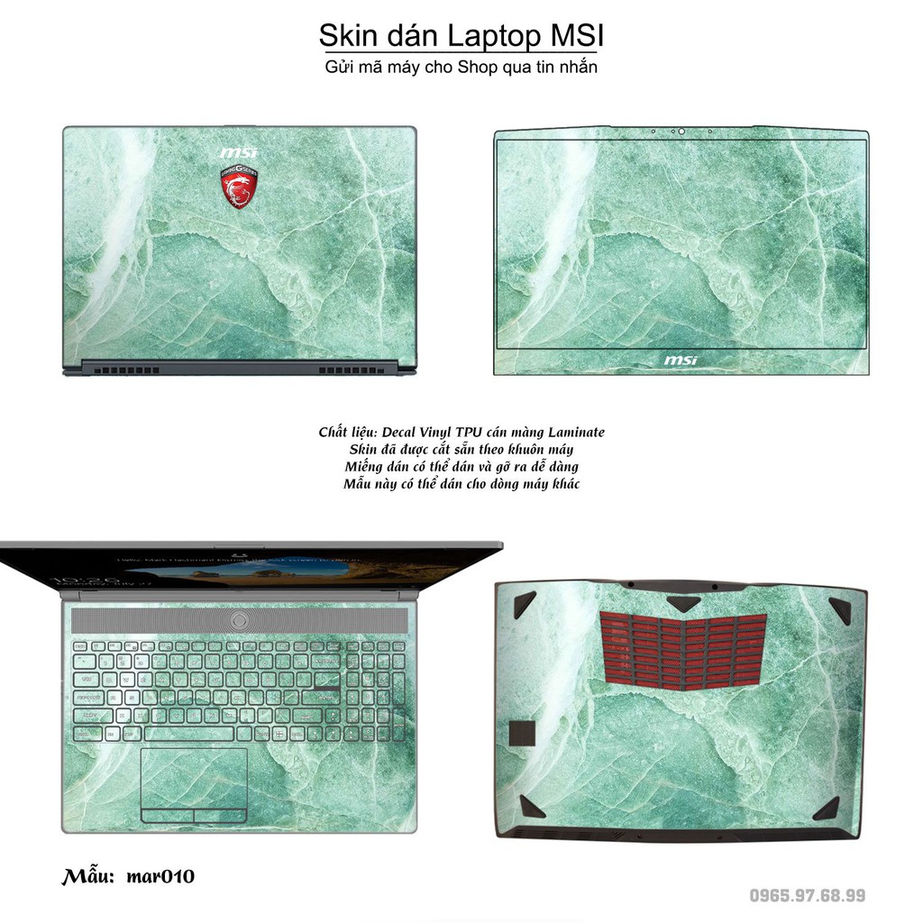 Skin dán Laptop MSI in hình vân Marble nhiều mẫu 2 (inbox mã máy cho Shop)