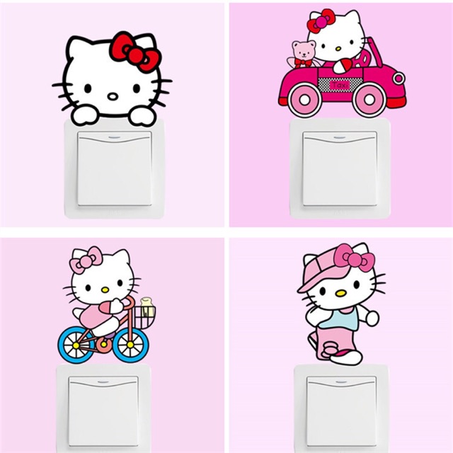 Decal dán công tắc ĐÈN - hình Hello Kitty