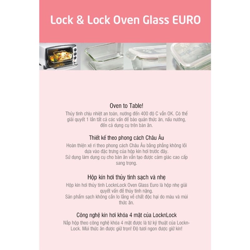 Hộp Thủy Tinh Chịu Nhiệt Lock&Lock hình vuông