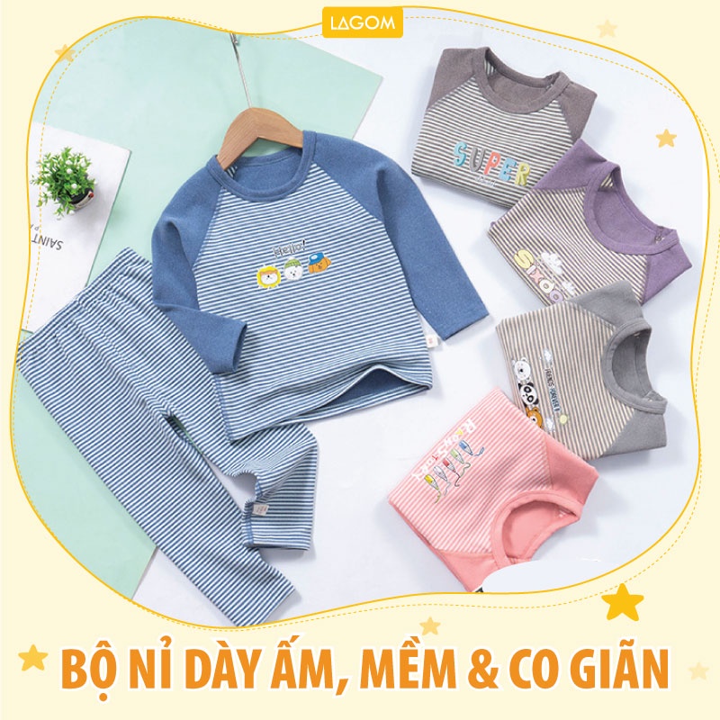 [NỈ DÀY ẤM] Bộ Nỉ Cho Bé Trai, Bé Gái Dài Tay | Bộ Thu Đông Trẻ Em Cao Cấp