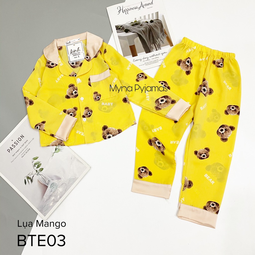 Bộ pijama cho bé, đồ bộ tay dài cho bé, chất Lụa mango mềm mịn ( size từ 12 - 32kg)