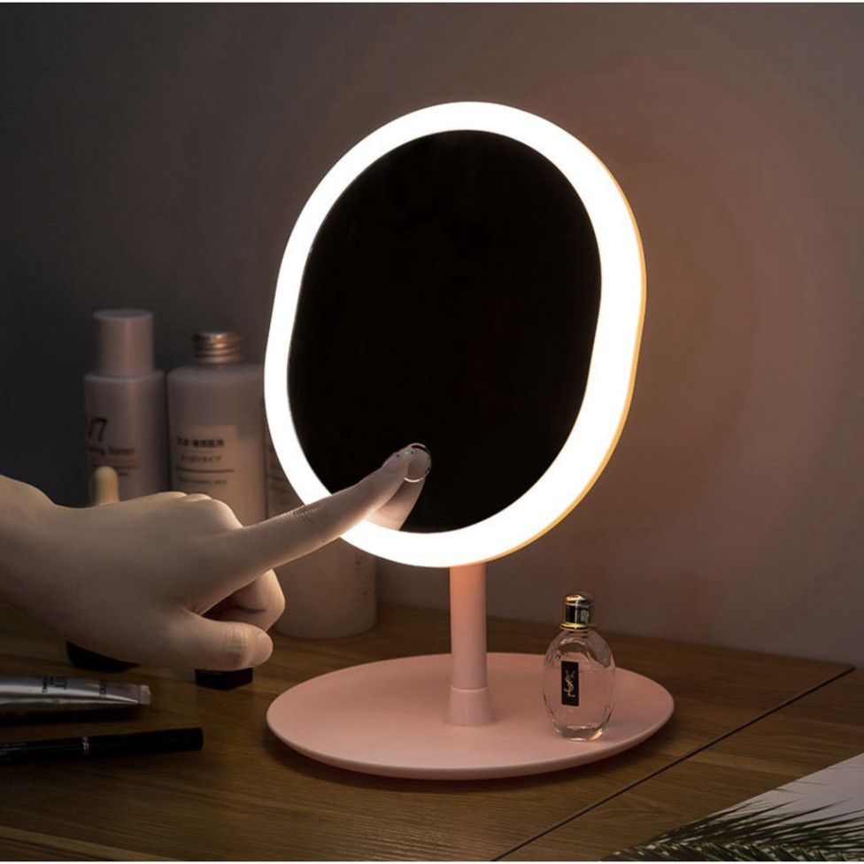 GƯƠNG TRÒN TRANG ĐIỂM MAKEUP ĐẺN LED PRITECK CHẠM CẢM ỨNG HỒNG HẠC