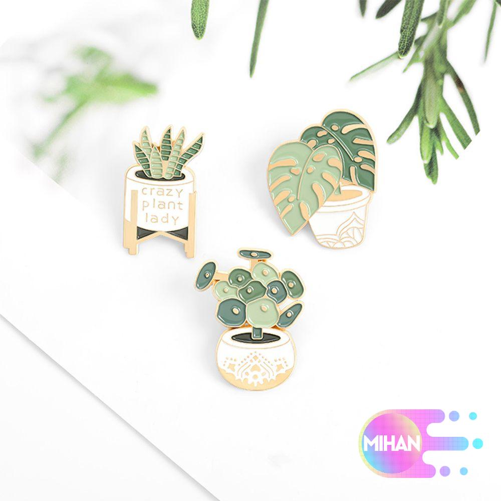 MIHAN1 Gift for Friends Lapel Pin Jewelry Custom Crazy Plant Lady Enamel Pins Clothes Sansevieria Brooches Bag Backpacks Novelty Potted Plant Badge