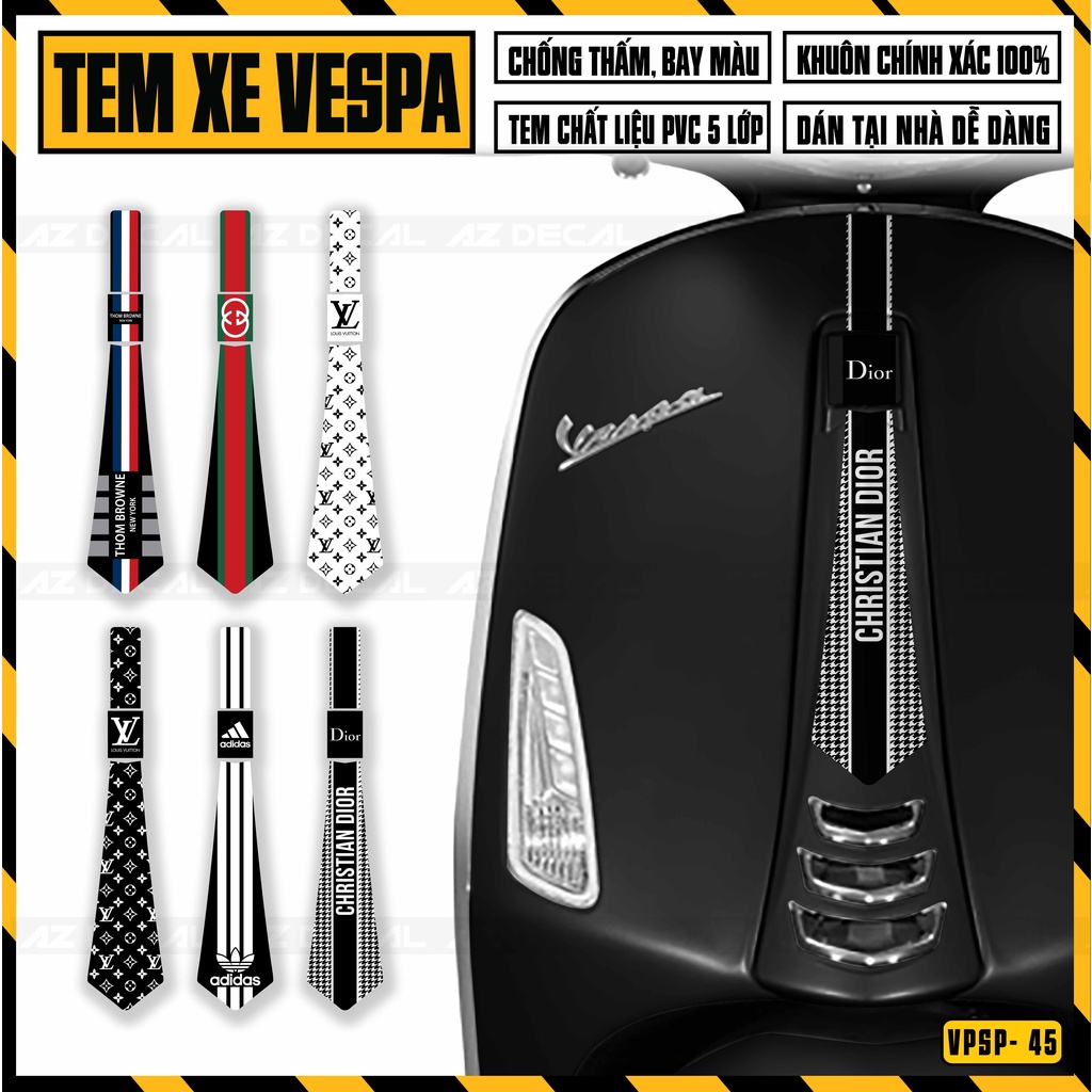 Tem Vespa Sprint / Primavera Thiết Kế Cà Vạt Thương Hiệu Thời Trang | VPSP45 | Decal Hình Dán Xe Máy Vespa Dễ Dán