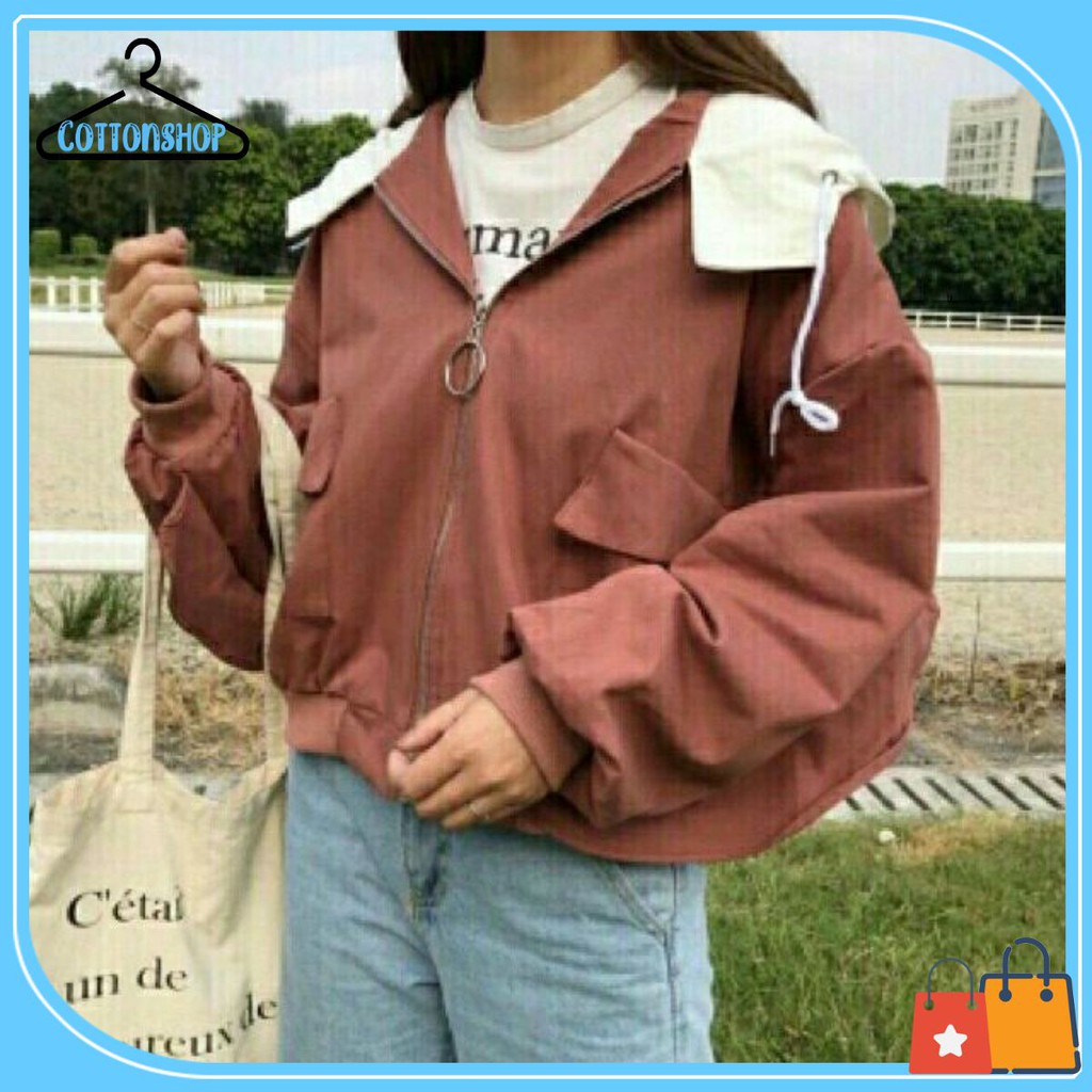 [Giá siêu rẻ] Áo khoác dù lửng túi hộp phối nón | BigBuy360 - bigbuy360.vn