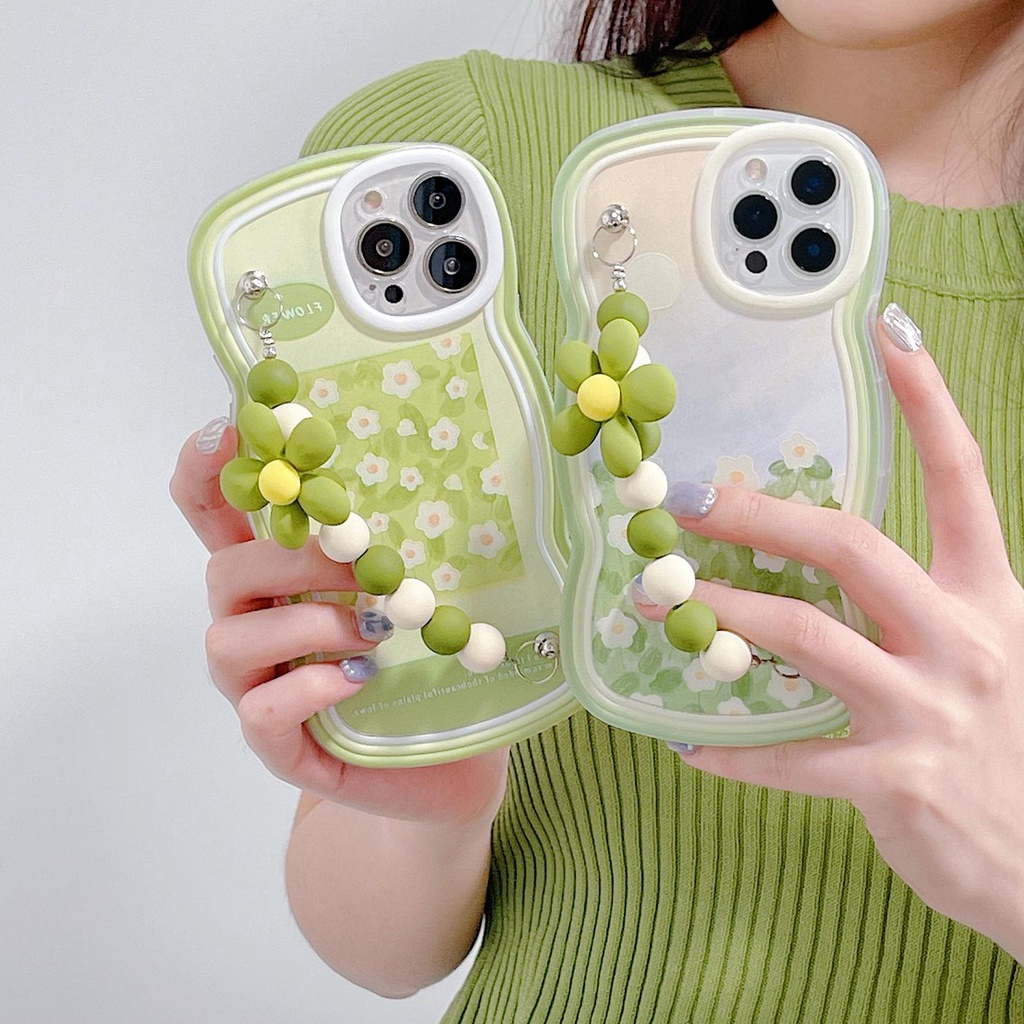 Ốp Điện Thoại Tpu Mềm Chống Sốc Chống Trượt In Hình Tranh Sơn Dầu Kèm Dây Đeo Ngọc Trai Cho iPhone 11 12 13 pro max xr x xsmax