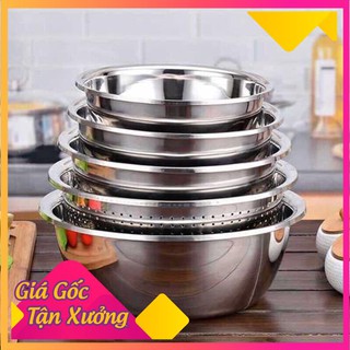 👍👍set 5 món rổ và chậu inox