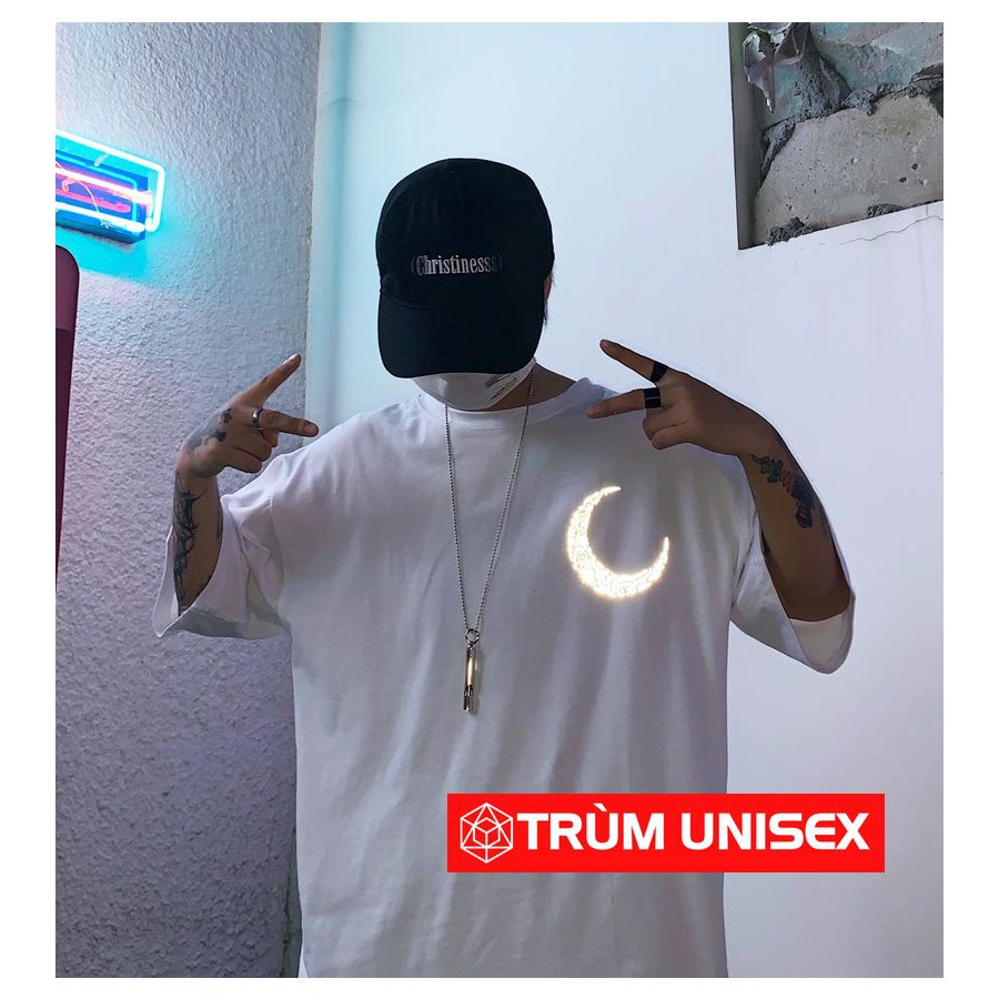 Áo Phản Quang Unisex Kèm ảnh Thật Moon Hoa Văn áo màu trắng The Ngầu Style TNS75