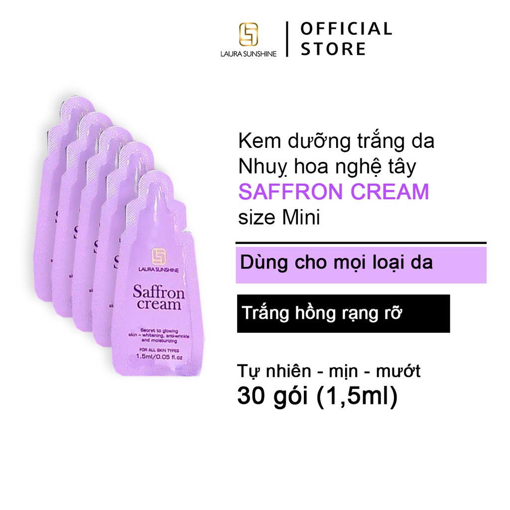 Kem dưỡng trắng da tinh chất Nhuỵ hoa nghệ tây Laura Sunshine Saffron Cream Mini Nhật Kim Anh ( 5 túi 1,5ml)