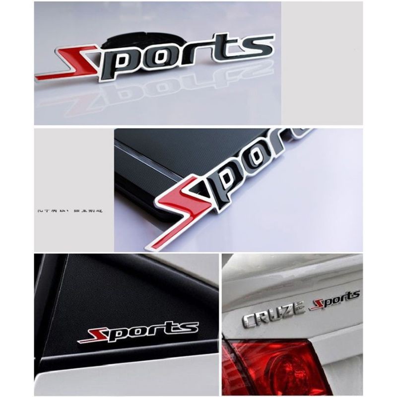 Logo chữ nổi SPORT kim loại trang trí ô tô