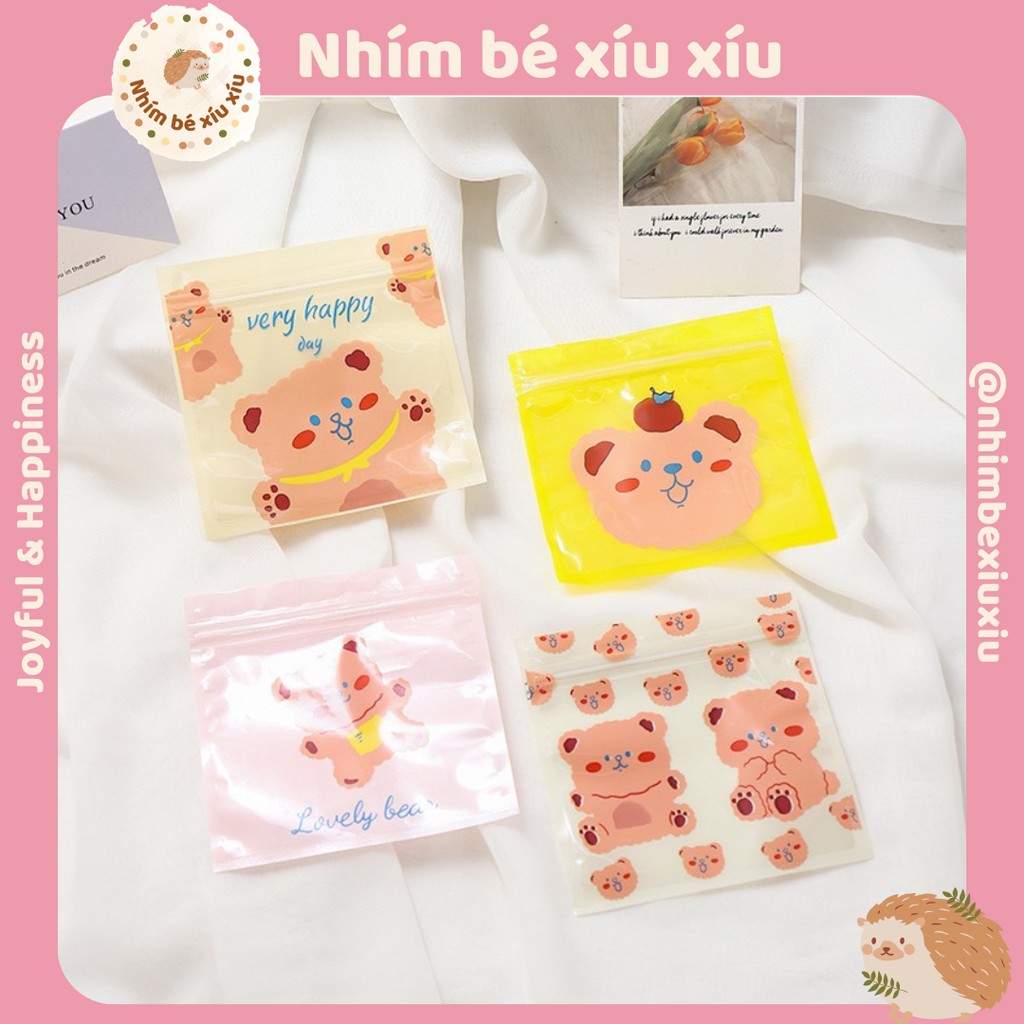 Túi zip nhựa dùng được nhiều lần đựng quà hình Gấu nâu Cake Bear VT174