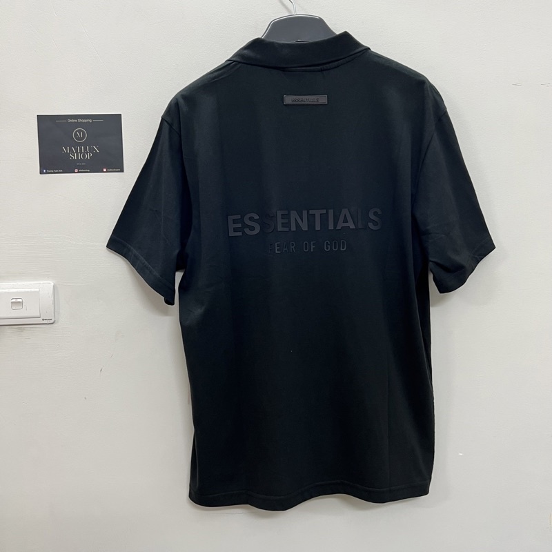 Áo polo Fear Of God FOG Essentials SS21 Black chất liệu vải cotton cao cấp, Áo phông cổ bẻ nam FOG in chữ silicon