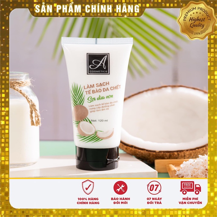 tẩy da chết sợi dừa non phương anh, tẩy da chết sợi dừa a cosmetic chai 120ml