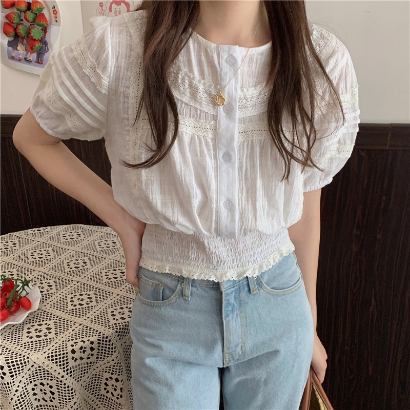 SUXI Áo Croptop Tay Ngắn Phong Cách Hàn Quốc Cho Nữ