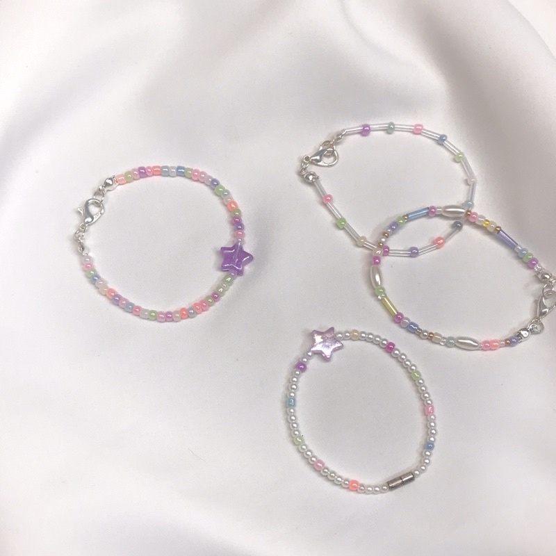 Handmade - Vòng tay hạt cườm màu mix