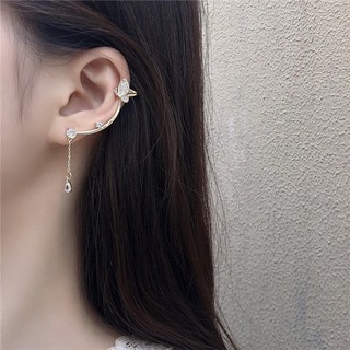 Khuyên tai Bạc S925 hàn quốc hoa tai đeo vành tai bướm đính kim cương
