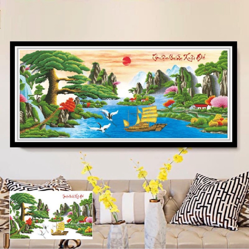 {Tặng thêm bút đính đá} Tranh Đính Đá Cao Cấp Đá ABC Thuận Buồm Xuôi Gió - Kích Thước 162x73cm | BigBuy360 - bigbuy360.vn