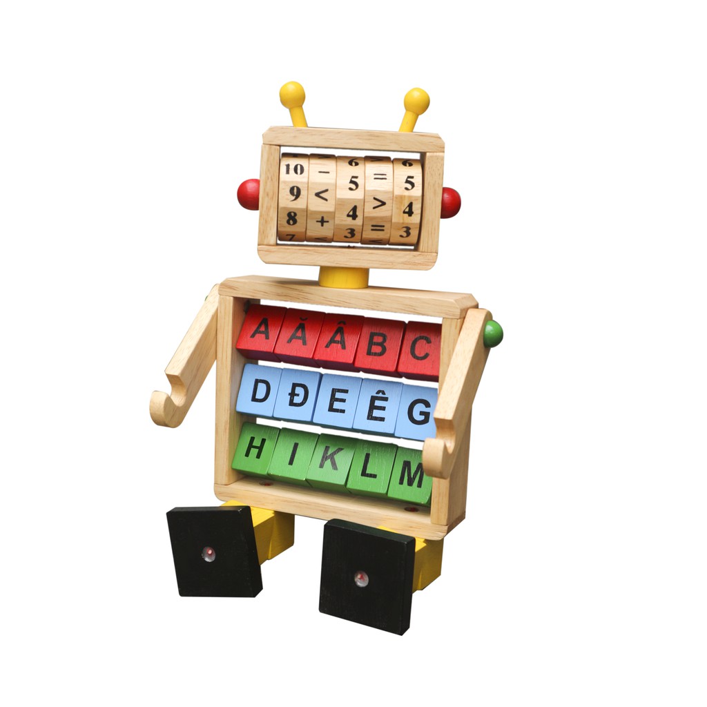 Đồ chơi gỗ Winwintoys - Robot học toán và chữ cái 61052