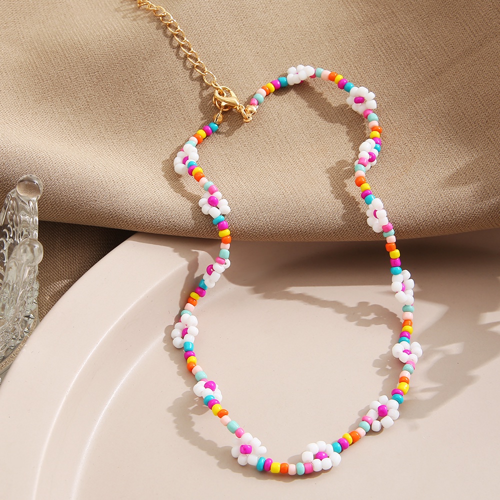 Vòng cổ iF YOU xỏ hạt trang trí hoa phong cách Bohemia thời trang dành cho nữ