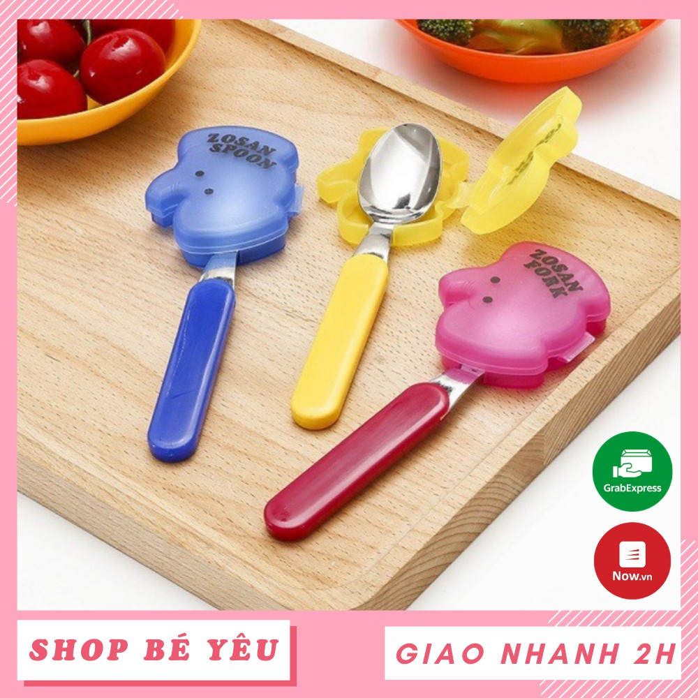 Thìa ăn dặm 🌸 𝑭𝒓𝒆𝒆𝒔𝒉𝒊𝒑 🌸 Thìa inox cho bé kèm hộp đựng hình thú cho bé nội địa Nhật Bản