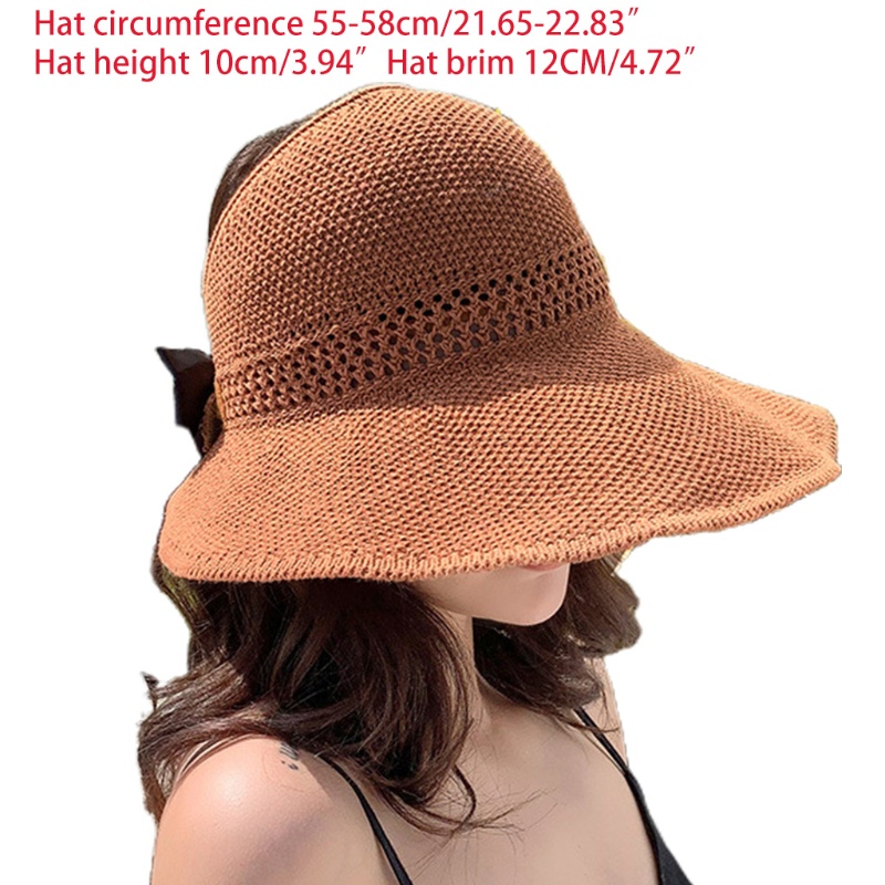 Xiangbao Mũ Vành Rộng Chống Nắng Đi Biển Mùa Hè Có Thể Cuộn Lại Phối Lưới Thắt Nơ Ngọt Ngào Cho Nữ