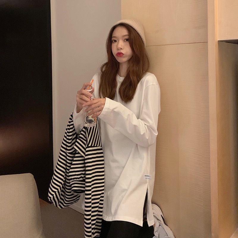 NRVP Áo Thun Nữ Tay Dài 100% Cotton Thời Trang Hàn Quốc