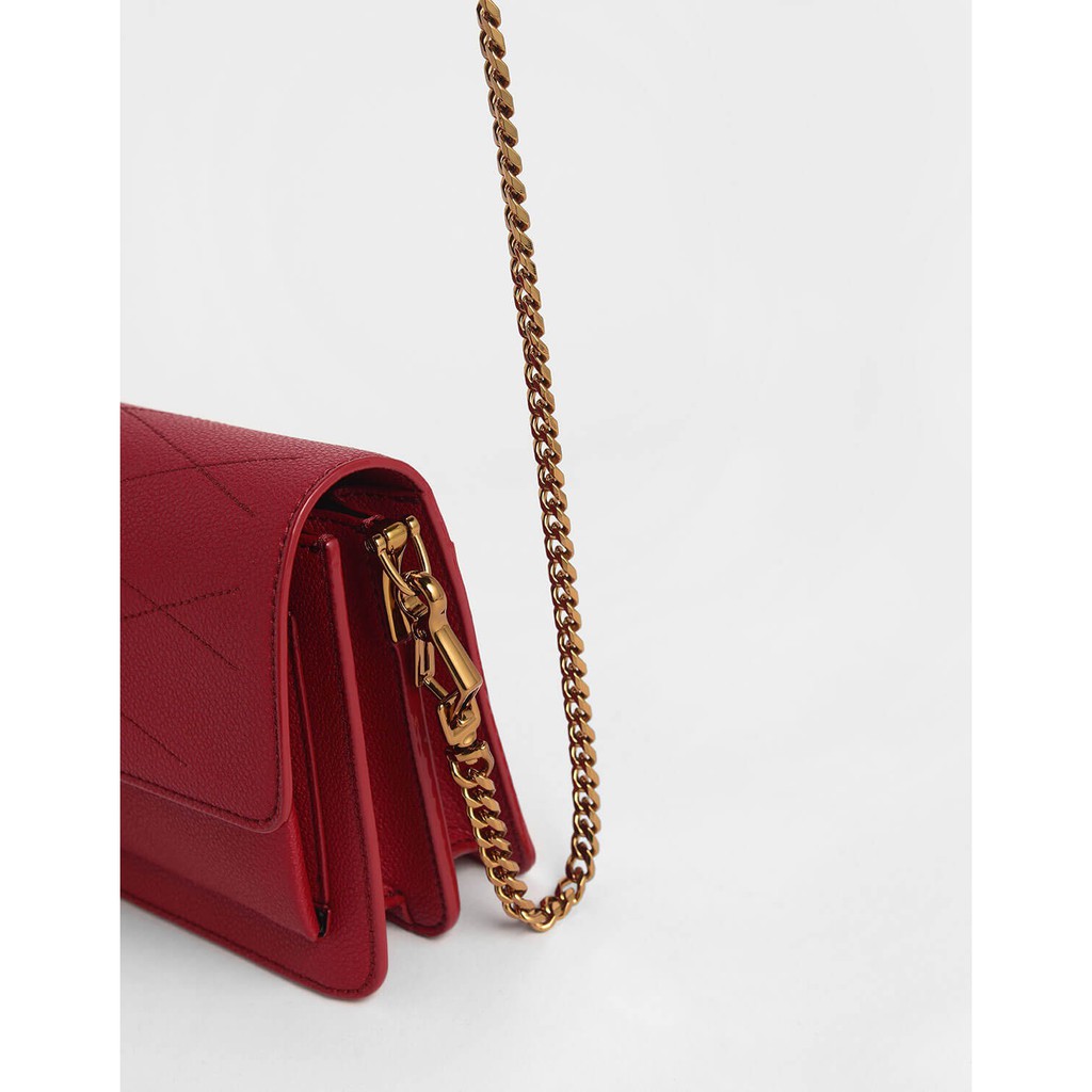 Túi xách CharlesKeith màu đỏ đô CK243