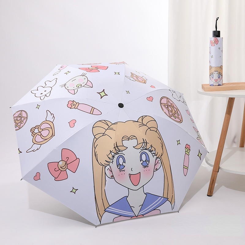 Dù Gấp Gọn Che Mưa Nắng In Hình Chú Chó Cinnamoroll / Thủy Thủ Mặt Trăng/ Snoopy Dễ Thương