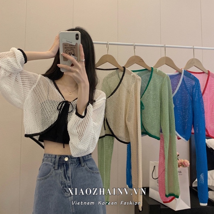 Áo khoác cardigan XIAOZHAINV dệt kim tay dài che nắng 5 màu sắc tùy chọn phong cách Hàn Quốc dành cho nữ