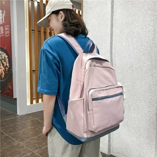 Balo basic, balo trơn dây kéo viền màu