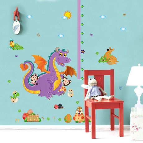 Tranh decal dán tường KHỦNG LONG đo chiều cao cho bé - Decal dán tường