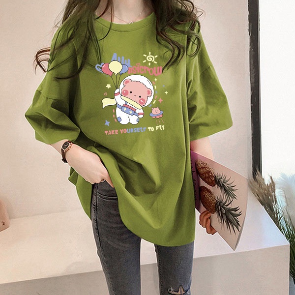 Áo thun NRVP ngắn tay dáng rộng in hình thời trang mùa hè Hàn Quốc 2022 cho nữ