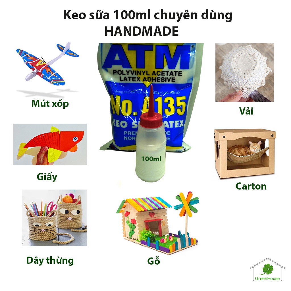Keo sữa ATM 100ml chuyên làm đồ thủ công  handmade DIY dán gỗ, giấy, vải, carton, dây thừng, slime