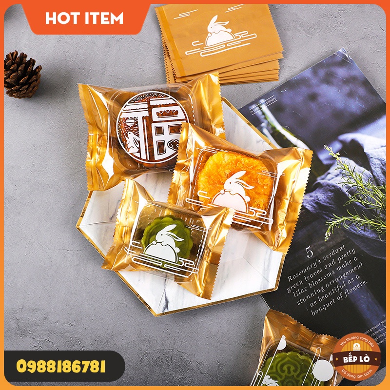 Túi đựng bánh trung thu mẫu Chúc Tết Trung Thu SIÊU ĐẸP loại 50gr 75gr 100gr  - 1 set 100 túi