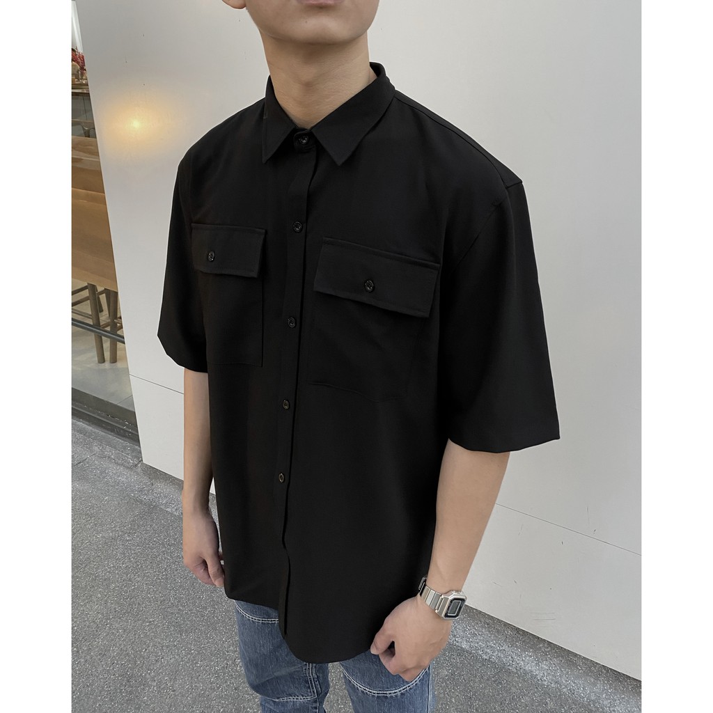 ÁO SƠ MI túi hộp CHUOT TRANG KKL /đen | BigBuy360 - bigbuy360.vn