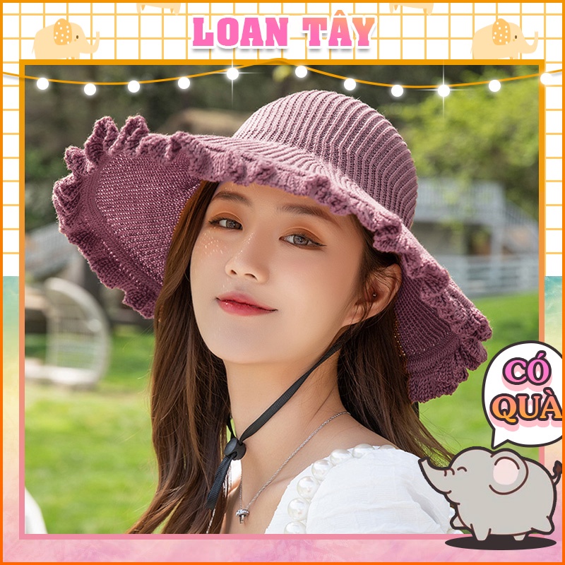 Mũ Nữ Vành Rộng Chống Nắng Hở Đầu Gân Tăm L2140