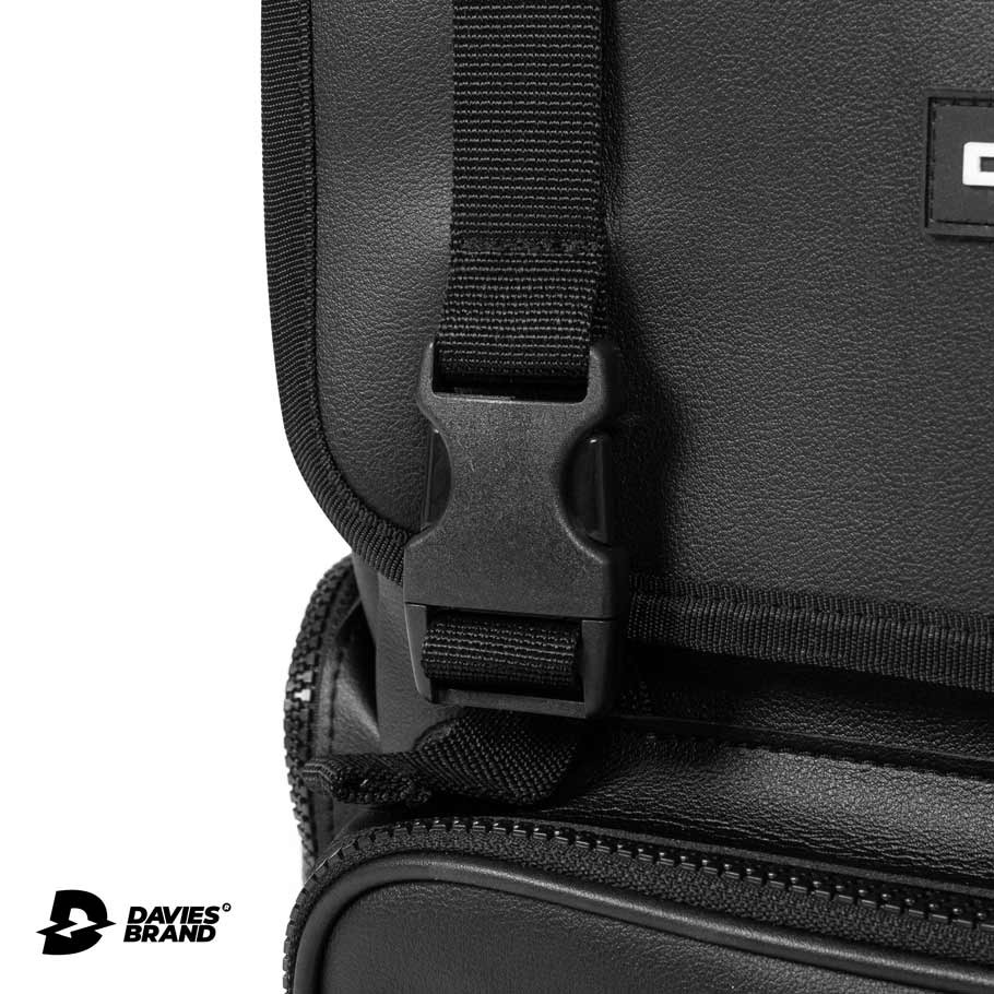 Balo đi học nam nữ Davies da màu đen Leather Box Backpack.