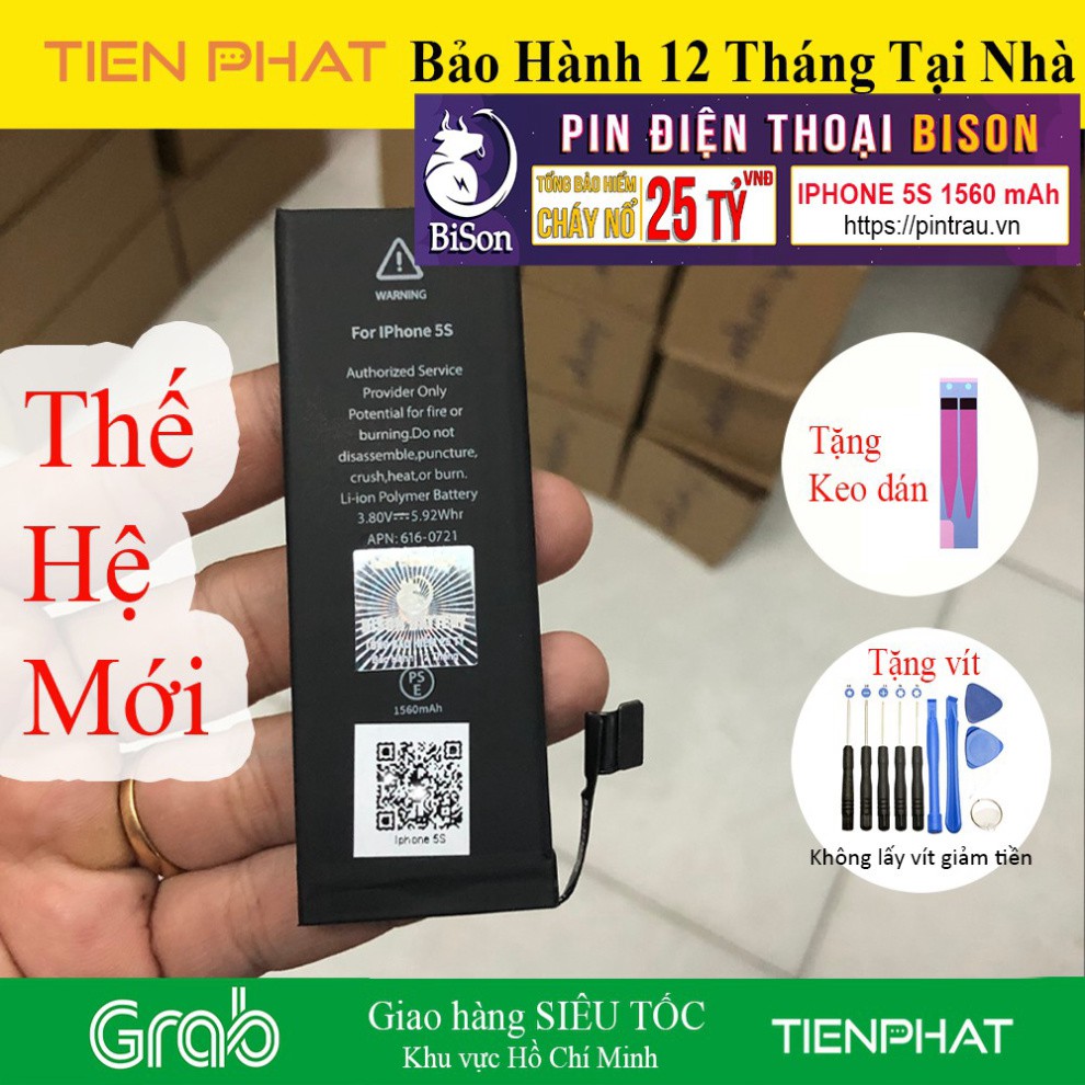 Pin BISON Iphone 5s/5c chính hãng Pin Con Trâu BH 12 tháng online - Dung Lượng 1560 mAh