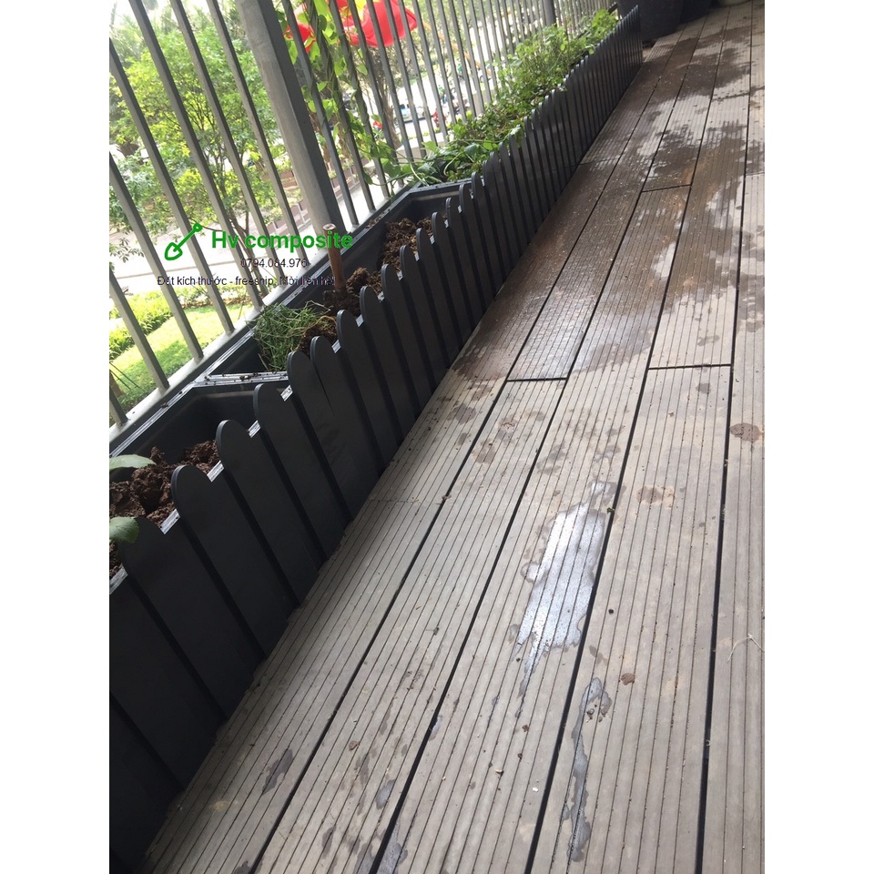 Chậu trồng cây composite màu đen 60x20x25