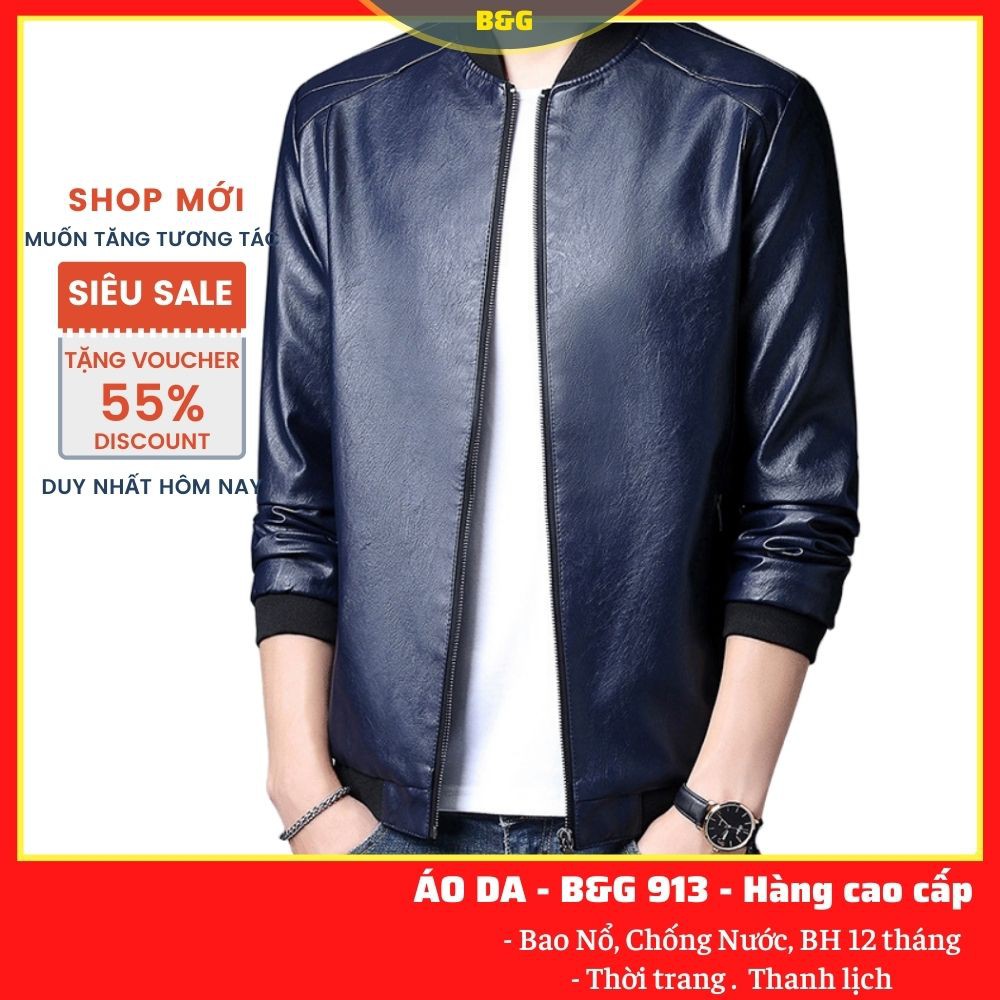 Áo da nam phong cách Hàn Quốc siêu đẹp, áo khoác da cao cấp lót lông siêu ấm chống nước bao cháy bao nổ B&G ADBB913