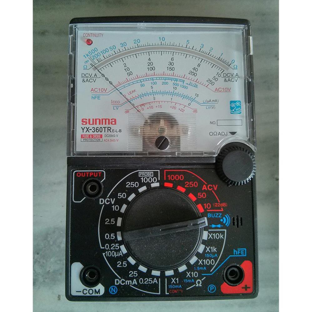 Đồng hồ đo kim vạn năng sunma YX-360TRe-i-b với đèn và loa báo thông mạch [Kèm 2 Pin AA] sửa chữa điện tử