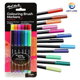 Bộ bút cọ coloring brush 12 màu mont marte - colouring brush markers signature 12pc - mpn0104