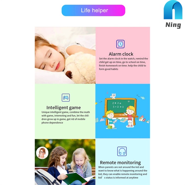 Đồng Hồ Thông Minh Ning S20 Hỗ Trợ Thẻ Sim / Định Vị Sos Chống Thấm Nước Dành Cho Bé Trai