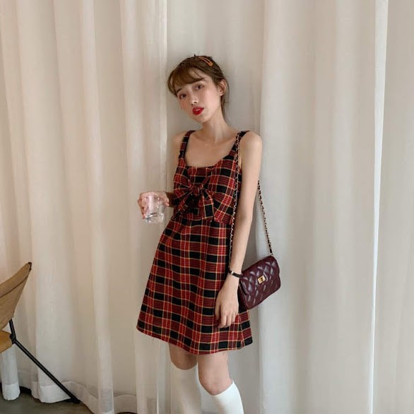Đầm nữ 2 dây, thắt nơ trước