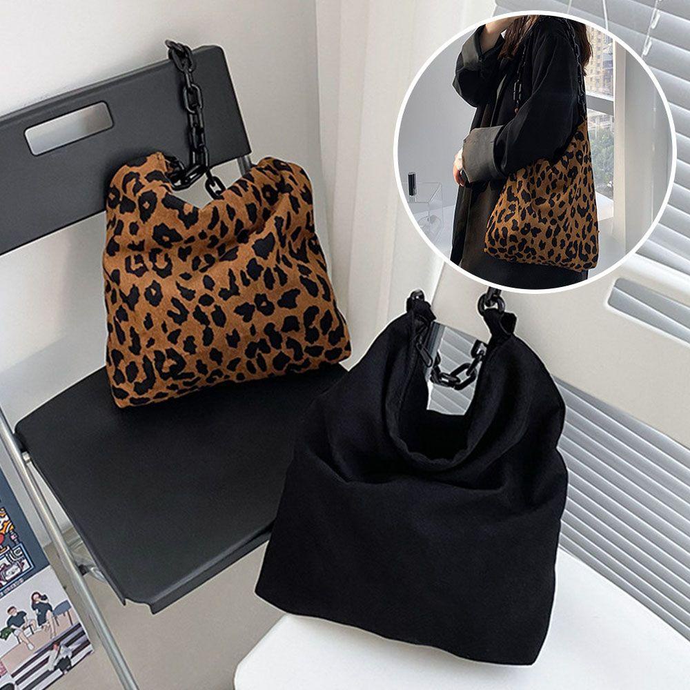 Túi Tote Đeo Vai Bằng Vải Nhung In Họa Tiết Da Báo Hiệu MIHAN1